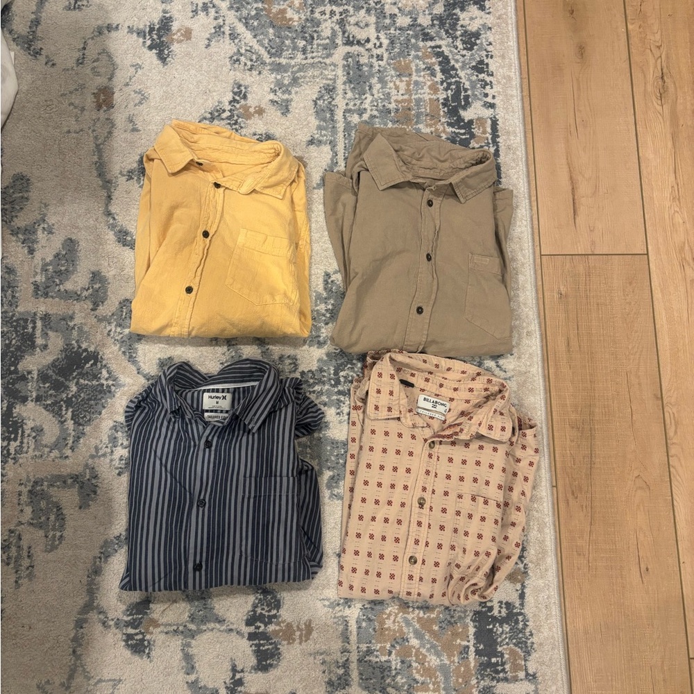 Stylish Men's Casual Button Down Shirts - Yellow, Tan, Blue, and Cream